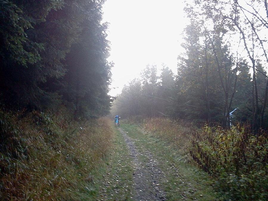 Na podjeździe mijam jednego freerajdowca który prowadzi