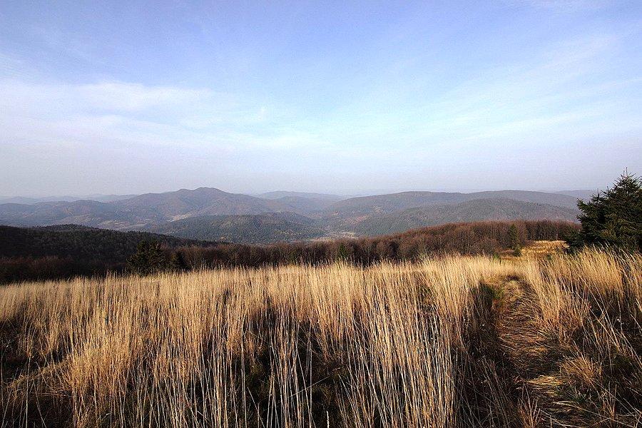 Małe Jasło (1097 m.n.p.m), na horyzoncie Różki (855 m.n.p.m)