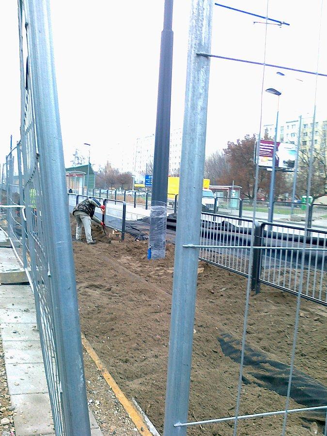 Położyli tory, a teraz zasypują ziemią. Torowisko będzie trawiaste