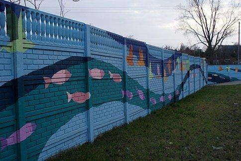 Rybki i ptaszki - mural na Milenijnej