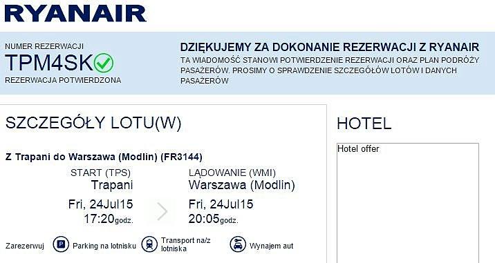 Mój bilecik powrotny z rowerowego raju Sycylii