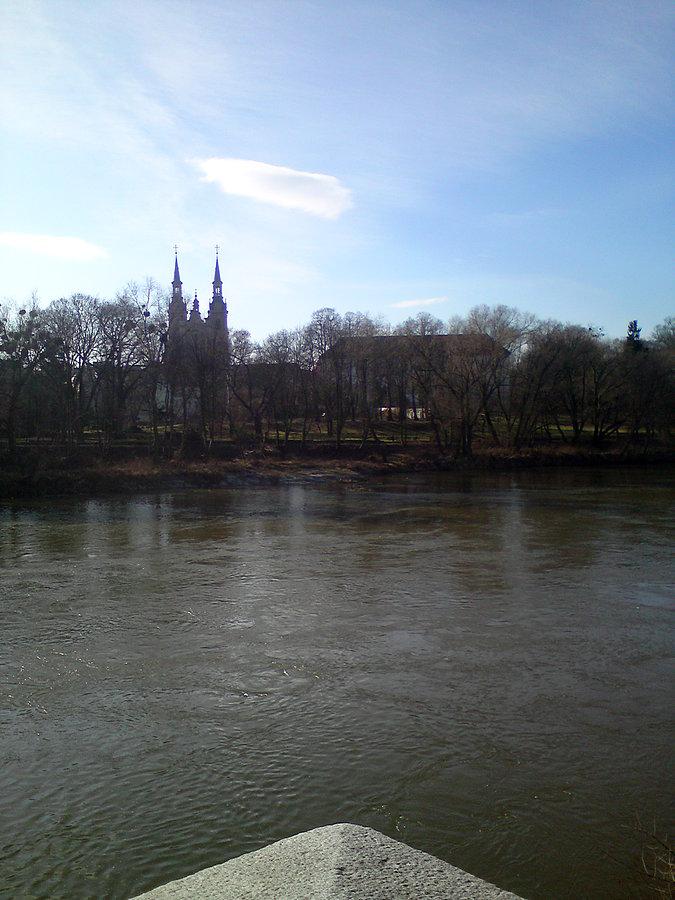 Odra i brzeskie zabytki za drzewami