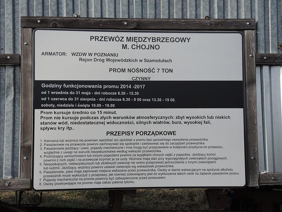Informacja dotycząca przeprawy promowej w Chojnie