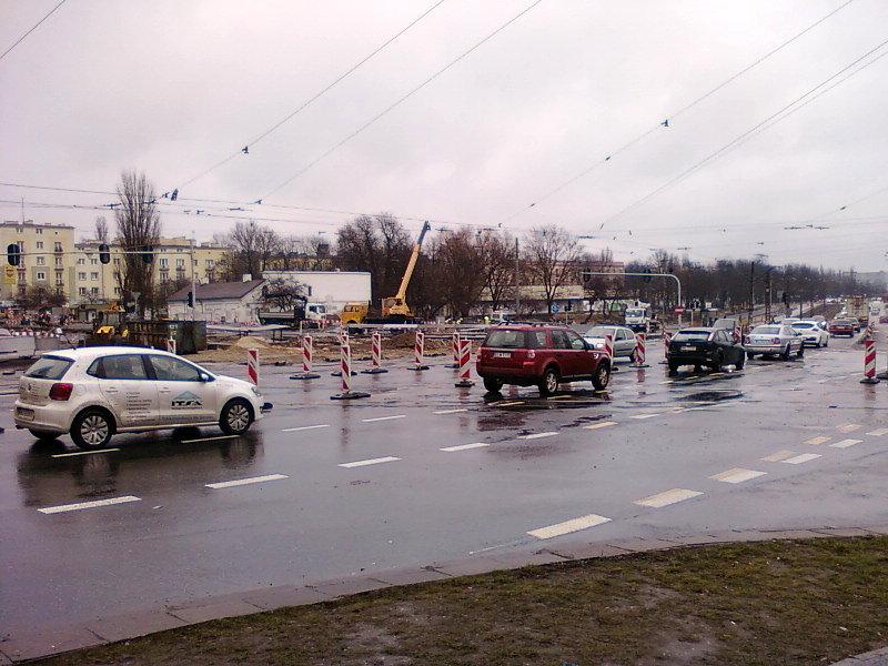Rozkopane skrzyżowanie Marszałków