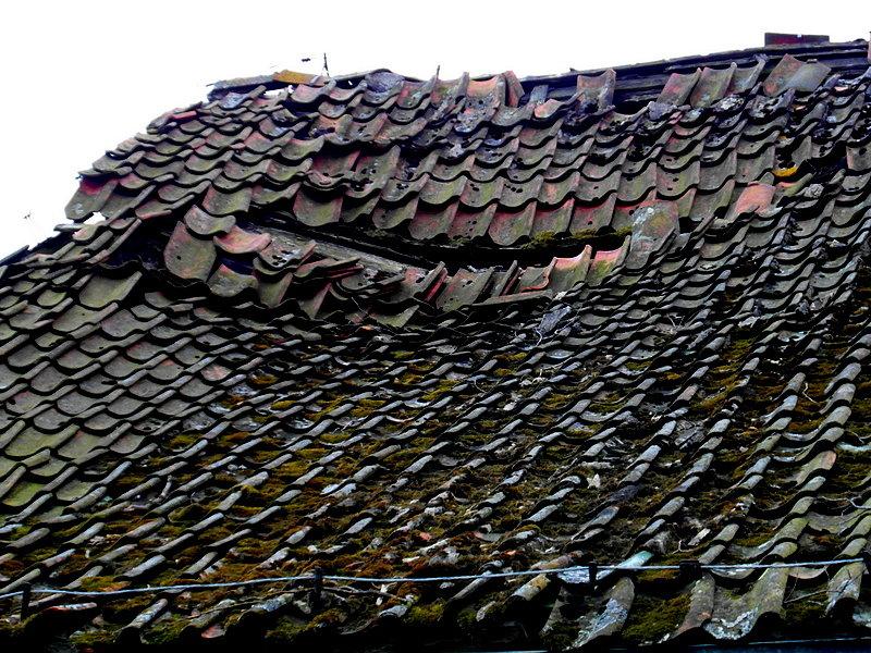 Niszczejący dom podcieniowy w Borętach Pierwszych
