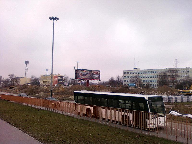 Piłsudskiego w okolicach stadionu Widzewa