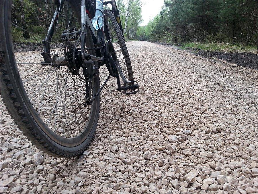Tłuczeń na drodze przez Puszczę Kampinoską odcinek Truskaw - Mariew
