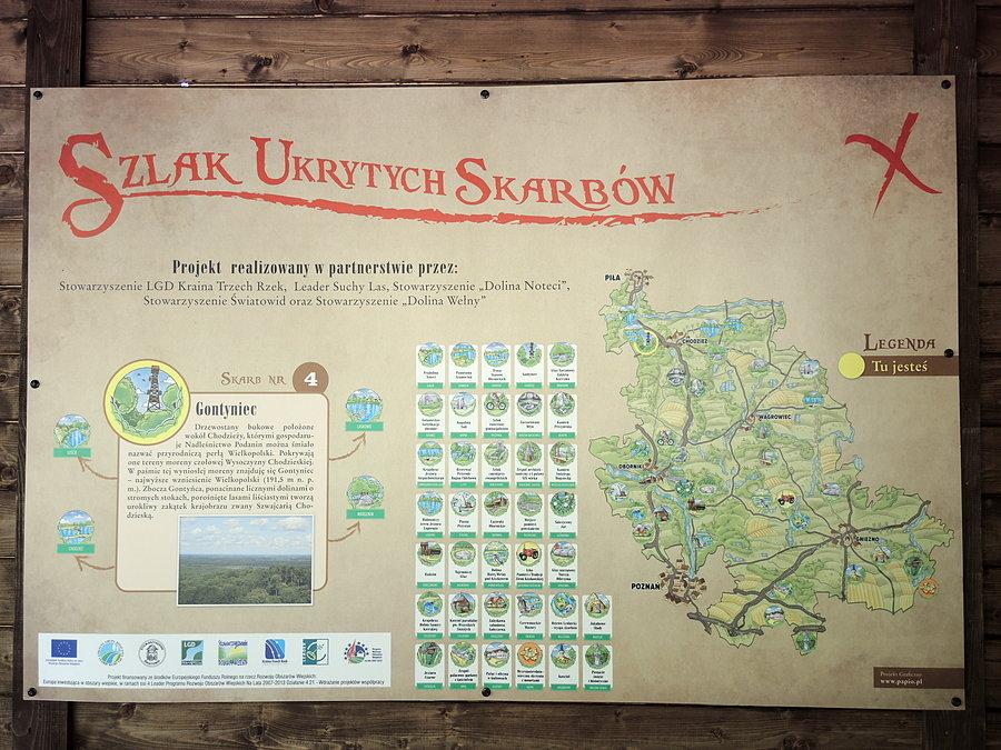 Na Gontyńcu - tablica informacyjna - szlak ukrytych skarbów