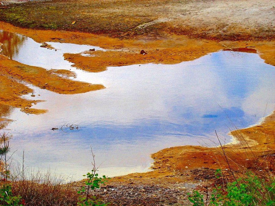 Źrodło kwaśnych wód żelazistch na terenie geoparku "Dawna kopalnia Babina"