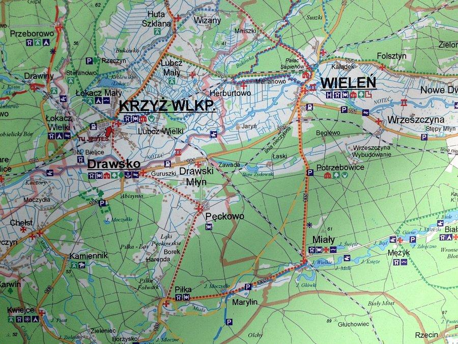 Fragment naszej dzisiejszej wycieczki - Wieleń - Krzyż Wlkp. - Drawsko - Piłka