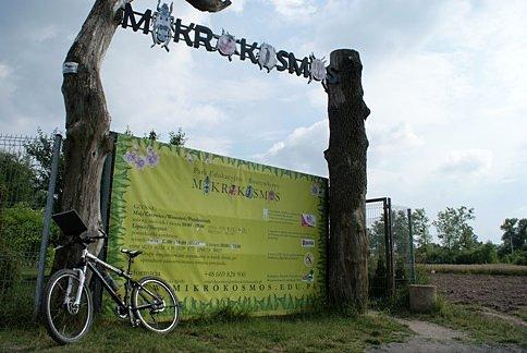 Pod bramą Parku Edukacyjnego Mikrokosmos