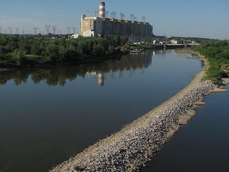 Elektrownia połaniecka z nowego mostu na Wiśle
