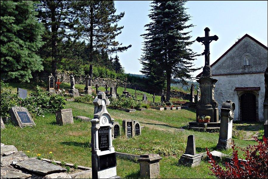 Stary, przykościelny cmentarz w Neratov