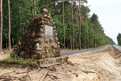 Pomnik tuż obok drogi Inowłódz - Opoczno, kiedyś był on schowany w lesie, dziś stoi między DW, a nowiutką DDR, Panie Piotrze, szykują się zmiany na mapie :P