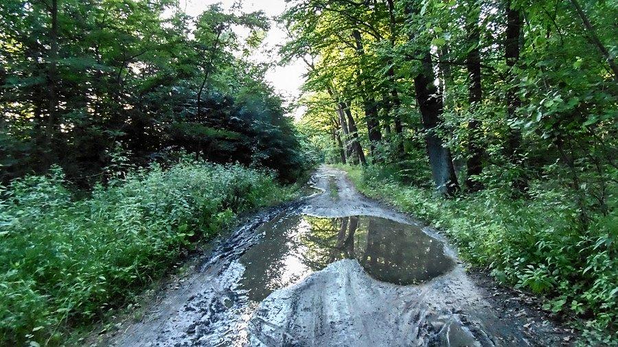 Nareszcie osłonięty od wiatru ale jak się spodziewałem kałuże drogę zagradzają :)