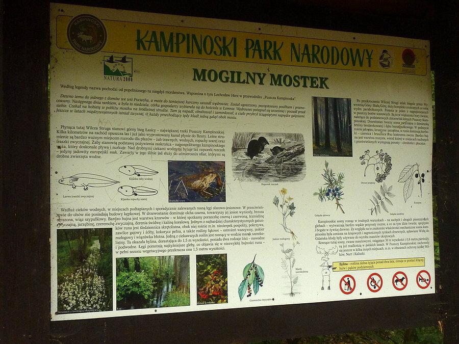 Mogilny Mostek - tablica informacyjna. Kampinoski PN
