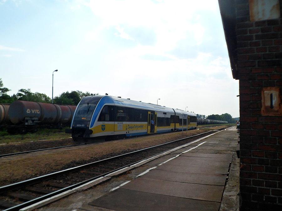 Szynobus na stacji, dojechaliśmy przed czasem