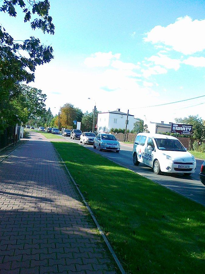 I kolejka "blachosmrodów" , o dziwo, na wjeździe do Warszawy, chociaż zdjecie jest z godzin popołudniowych