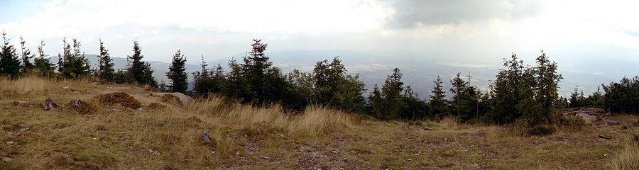 Panorama ze szczytu, widoczność nienajlepsza