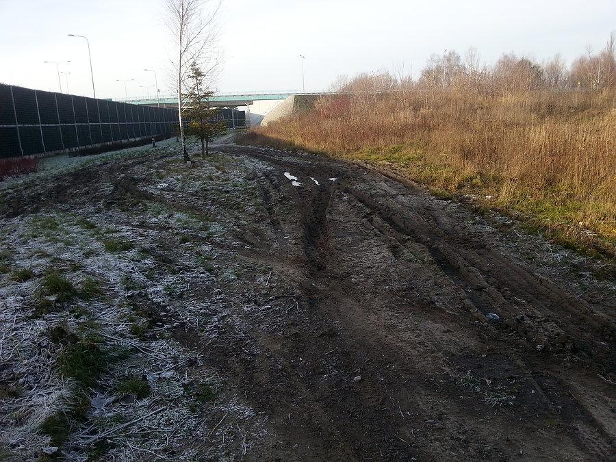 Rozjeżdżony skrót pomiędzy Taneczną a Kujawiaka