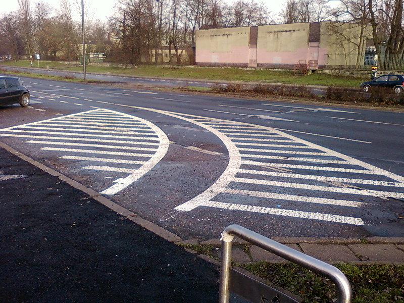 Koniec pasa rowerowego na Łąkowej