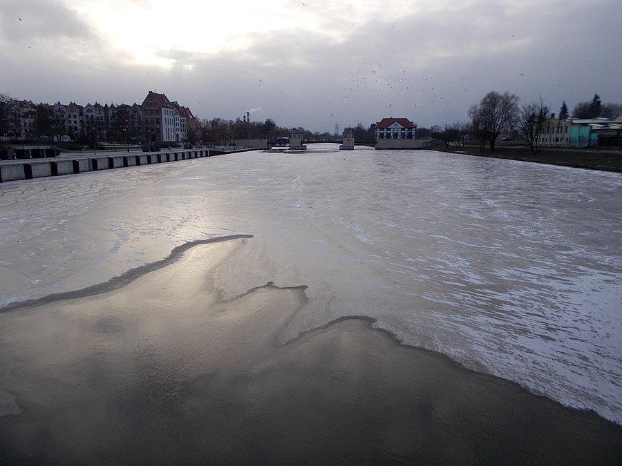 Rzeka Elbląg zamarza