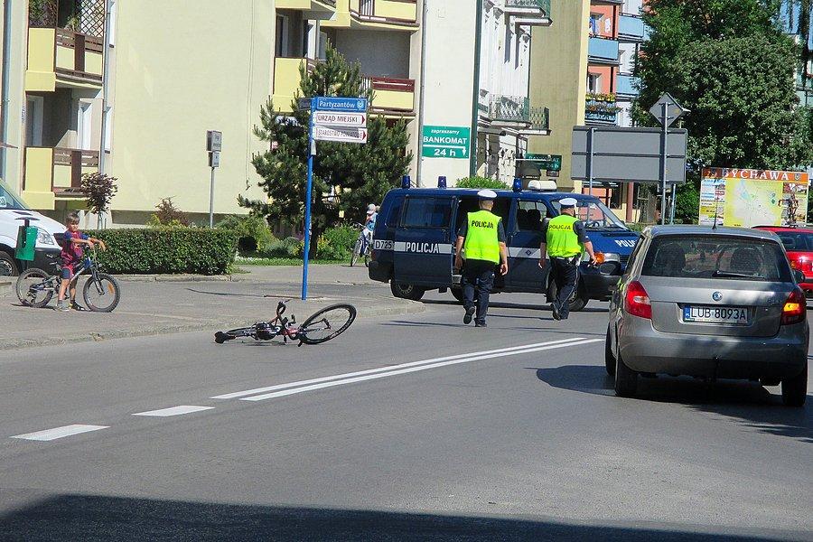 Kolizja z udziałem rowerzysty w Bychawie
