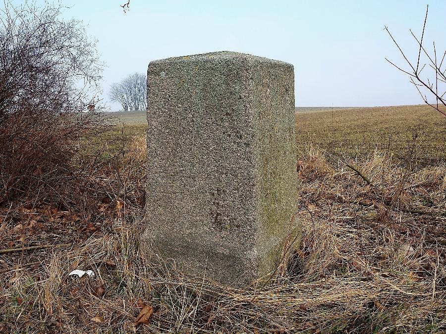 Kamień graniczny ???? - okolice Nieborowa na starej trójce