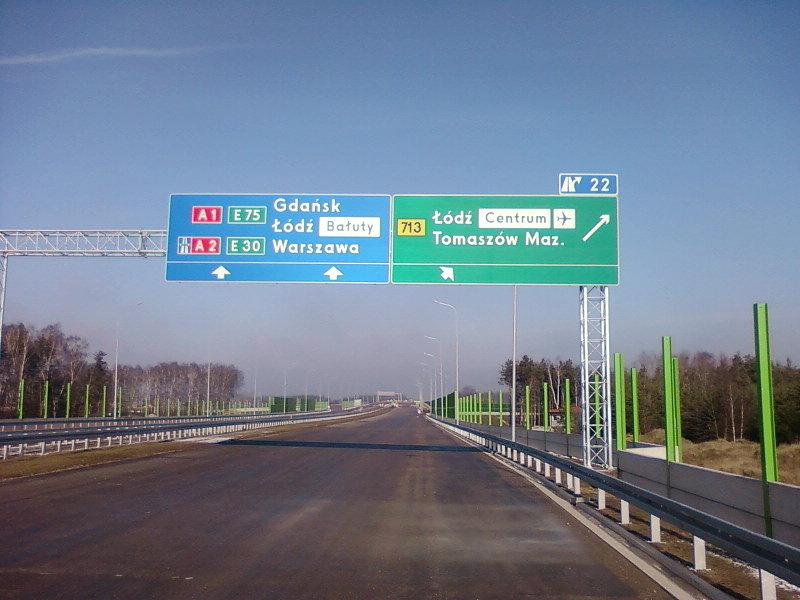 A1 przy węźle Łódź-Wschód