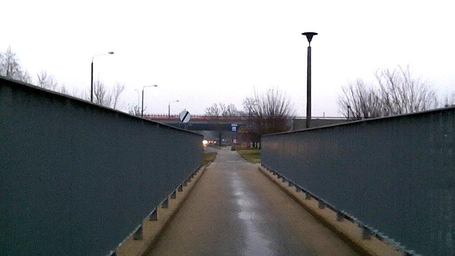 Na kładce dla pieszych nad Bytomką