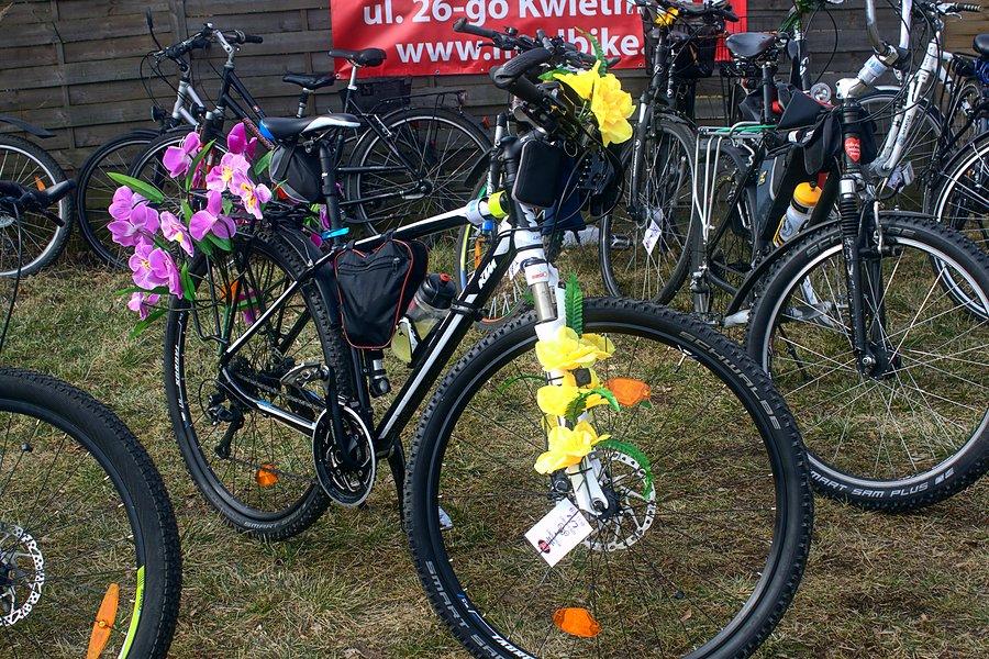 Udekorowane światecznie rowery