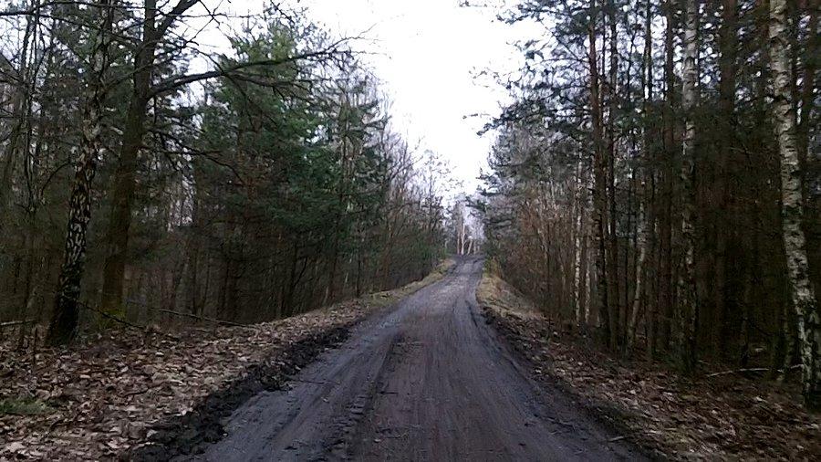 Podjazd pod kolejną drogę prowadzącą na hałdę tym razem tą w lasach Panewnickich