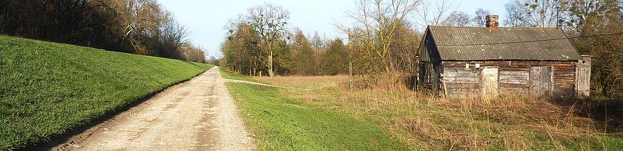 Charakterystyczna zabudowa terenów poolęderskich. Wilków nad Wisłą