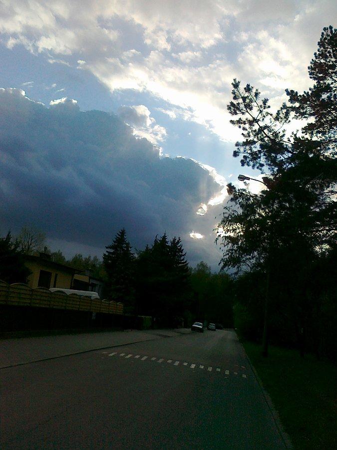Czarne chmury nad lasem