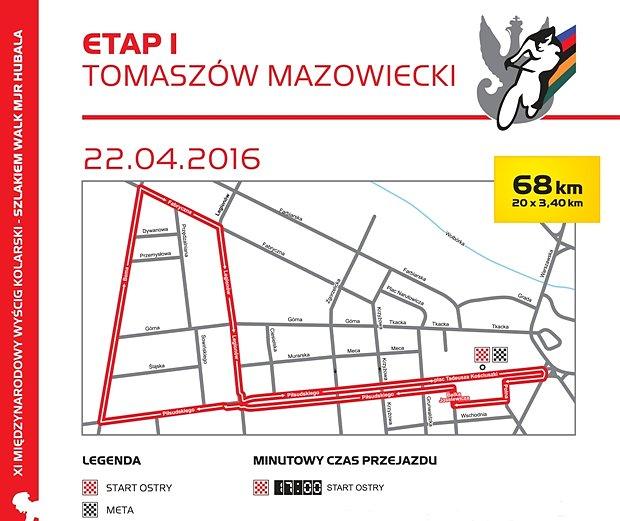 XI Międzynarodowy Wyścig Kolarski Szlakiem Walk Majora Hubala - Etap I - etap uliczny w Tomaszowie Maz