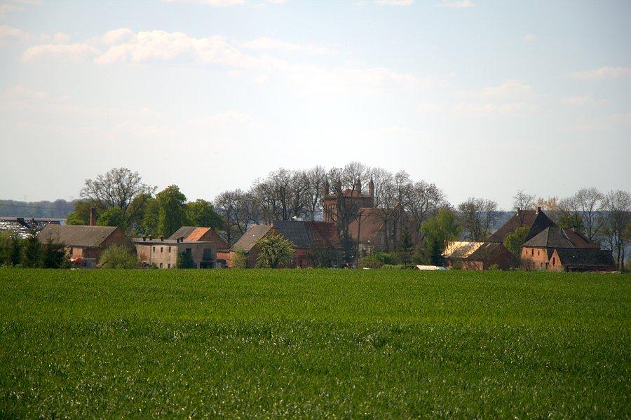 Wierzbno z drogi widziane, wygląda jak jakieś podzamcze :)