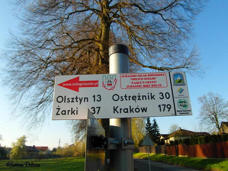 Pierwszy drogowskaz na Szlaku Orlich Gniazd