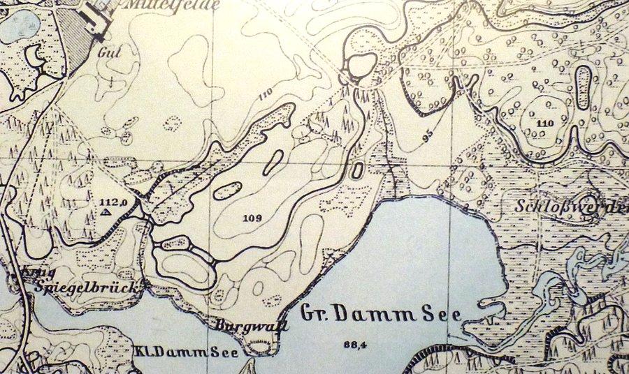 Mapa z 1908 z Grodziskami jezior Dębno