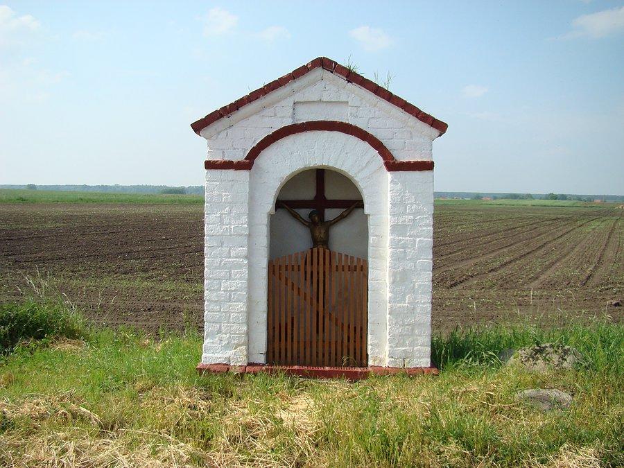 Kapliczka przydrożna przed wsią Wioska