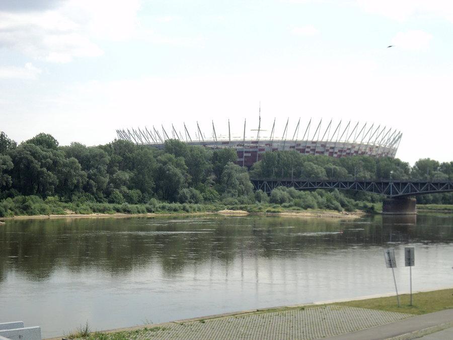 Stadion Nagrodowy z mostu Świętokrzyskiegio