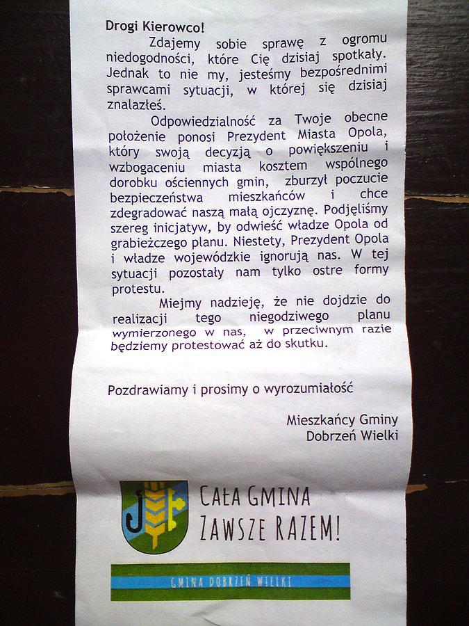 Ulotka z protestu