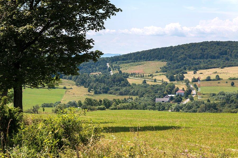 W dole widać Ożenną i podjazd na granicę