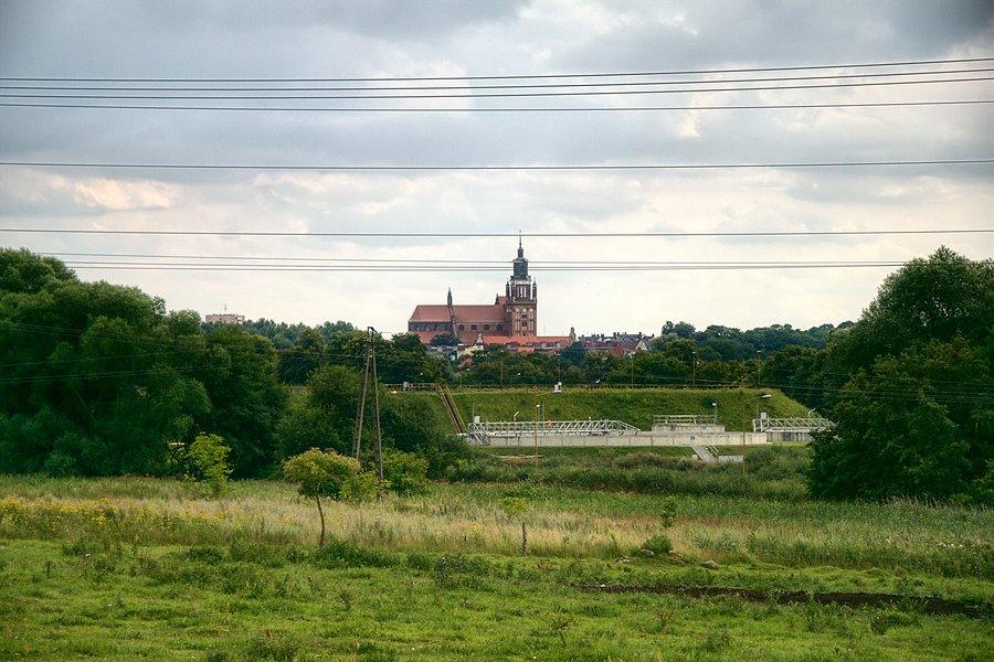 Widok na katedrę z drogi Klępino - Stargard