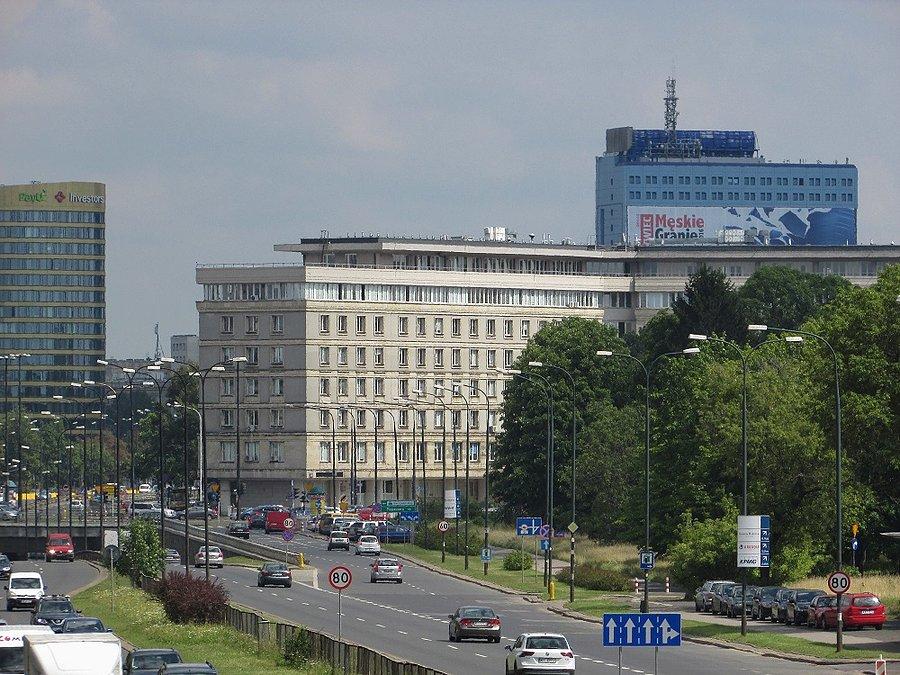 GUS z kładki rowerowej nad Wawelską