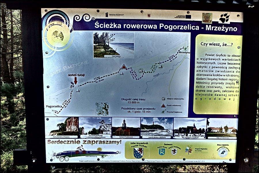 Mapa ścieżki rowerowej Pogorzelica - Mrzeżyno