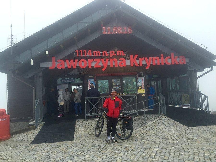 Zaczynam trudny zjazd z Jaworzyny Krynickiej