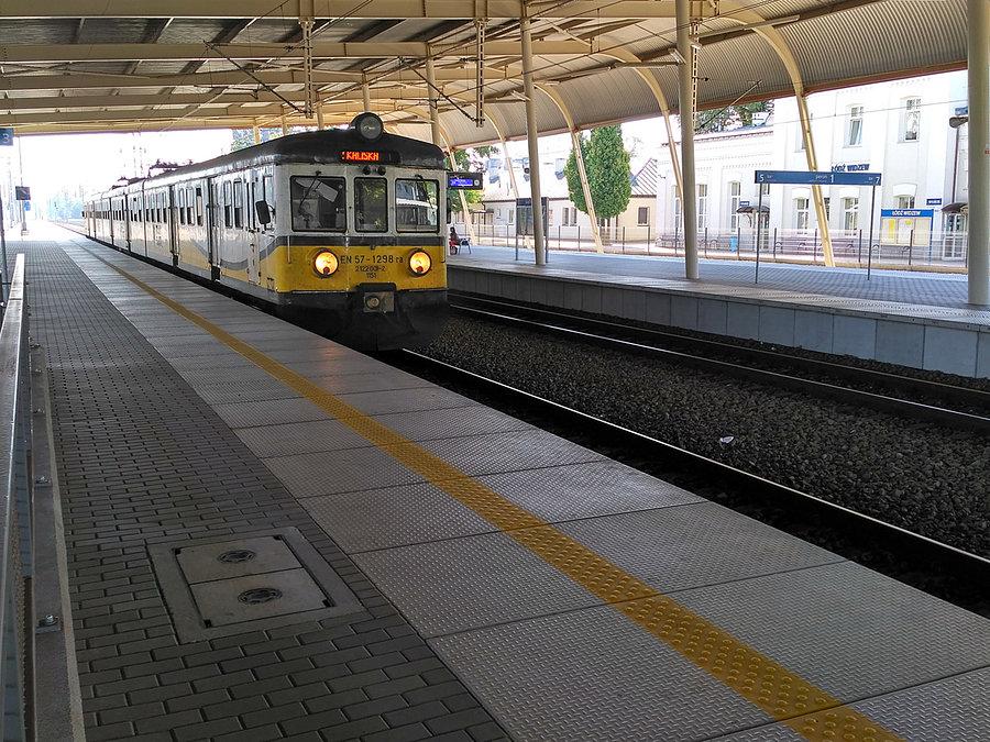 Bocianki pociąg wjeżdża na stację Łódź Widzew