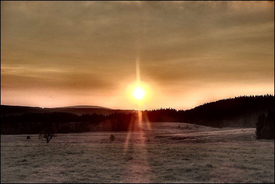 Zachód słońca na Hali Izerskiej