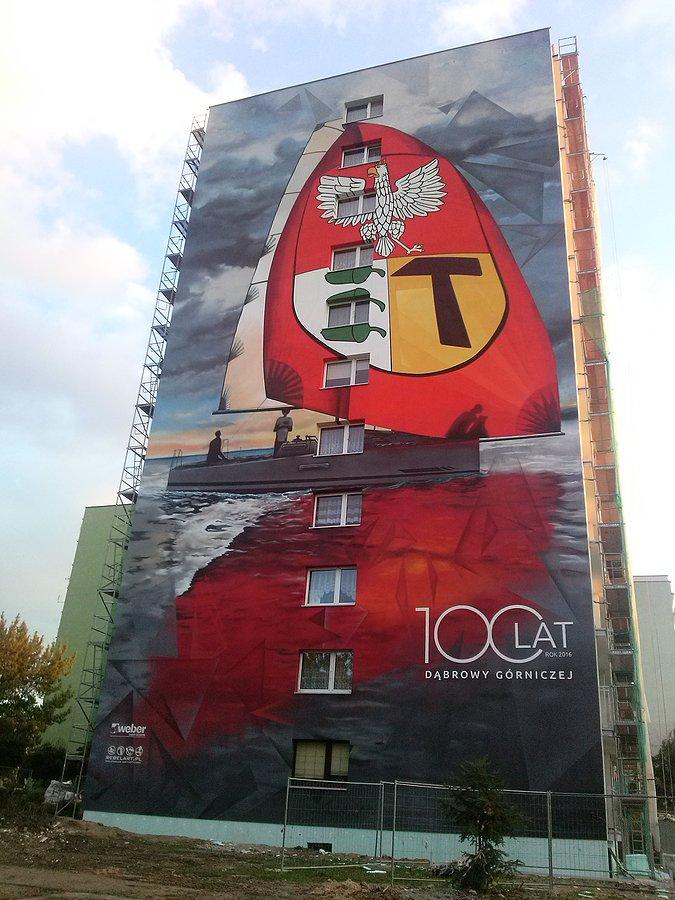 Mural na bloku - Dąbrowa Górnicza - lubię to!
