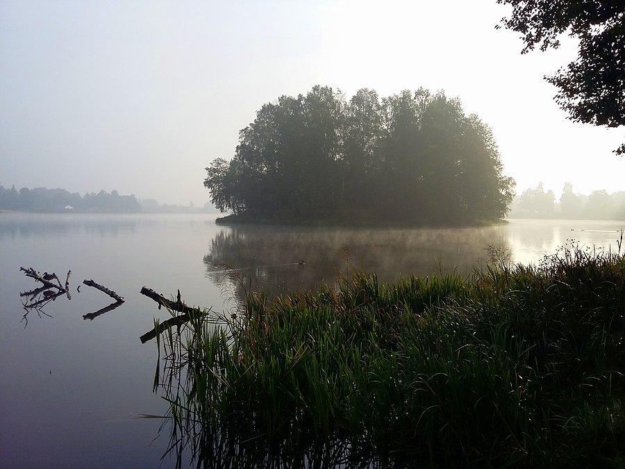 Poranna mgła nad zbiornikiem w Blachowni II